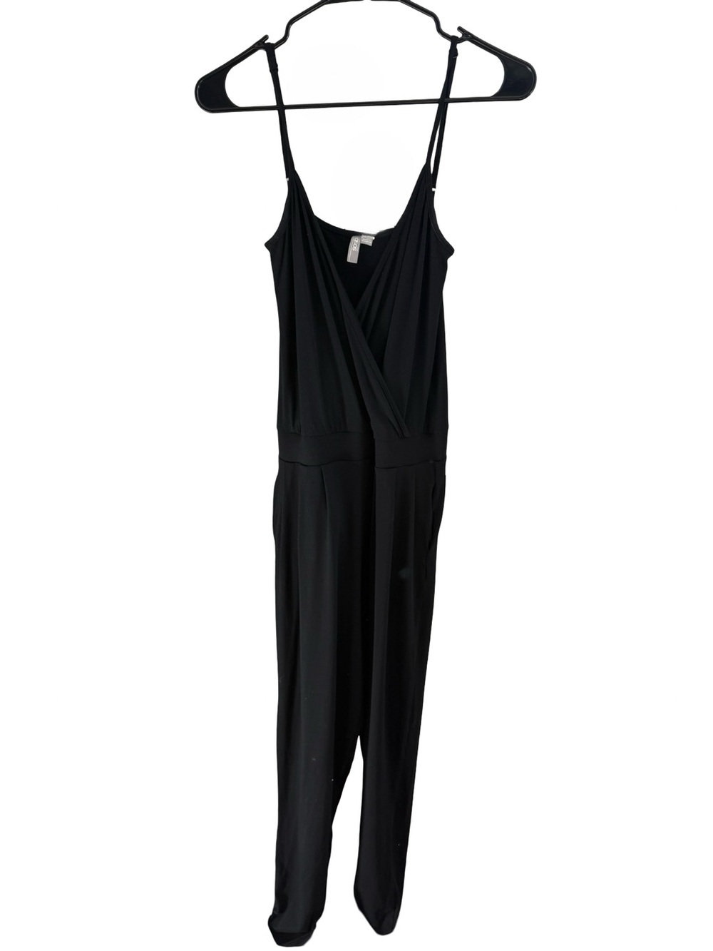 ASOS Black Wrap Front Jumpsuit Wide Leg Sleeveless Stretch Palazzo Romper Size 6